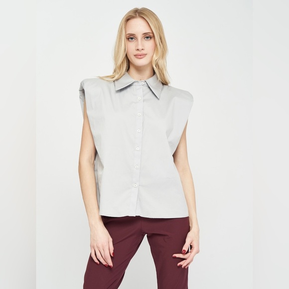 ZARA Limited Edition Sleeveless Shoulder Pad Shirt, Size M 4043/260 - Picture 5 of 11